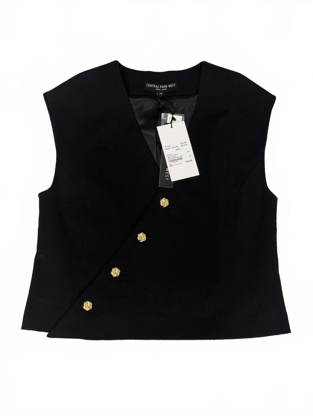 Central Park West New York Asymmetrical Button Vest Black XS New with tags!